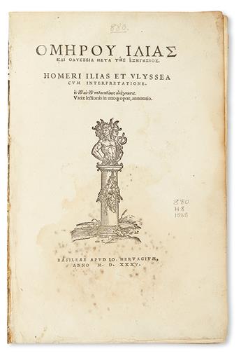HOMER.  Ilias et Ulyssea cum interpretatione.  2 vols. in one.  1535